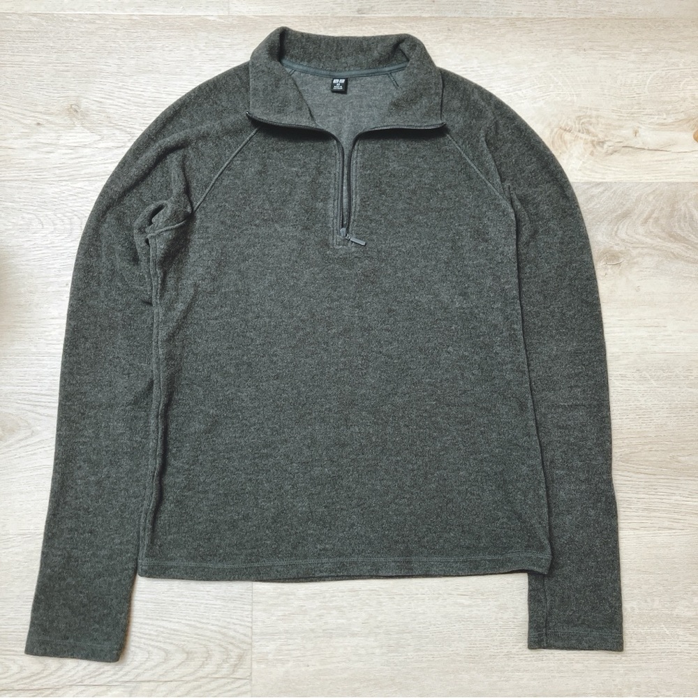 Uniqlo HEATTECH Shirt Gray - Stretch Fleece Half-Zip Shirt